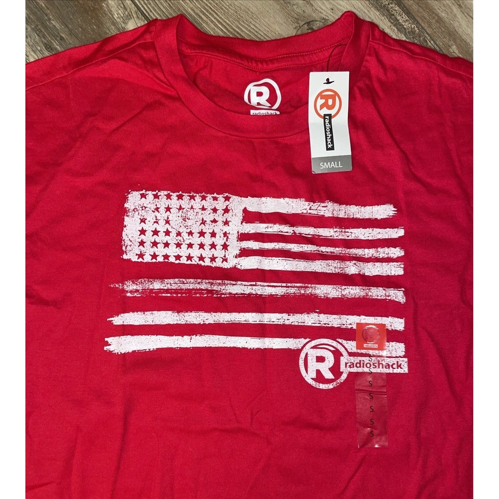 Radio Shack Adult Small Red Flag Tee T-shirt NWT